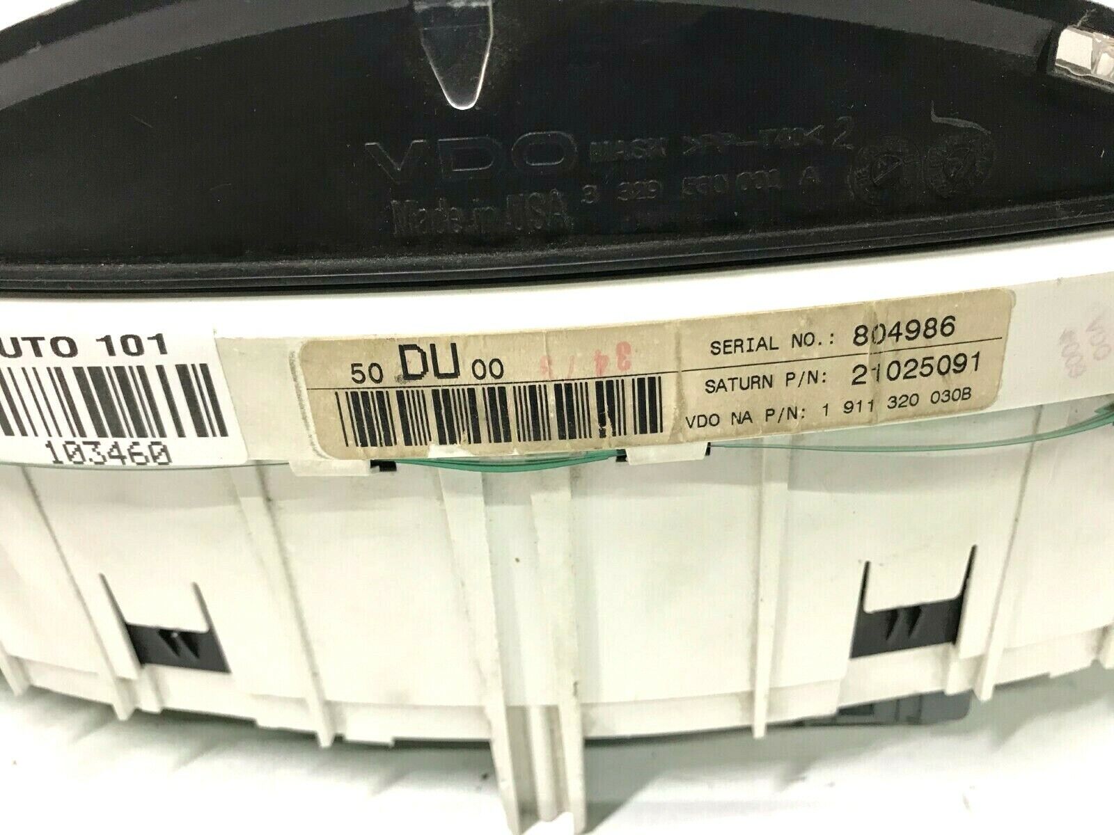 ✅ 01 SATURN INSTRUMENT GAUGE CLUSTER SPEEDOMETER 1 911 320 030B