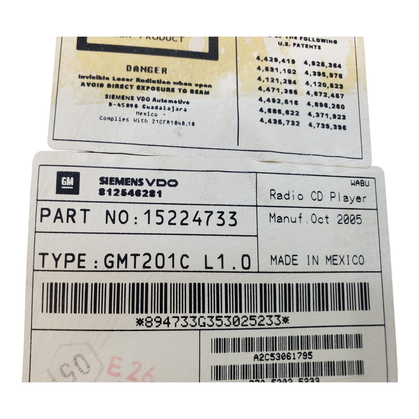 05-07 CHEVROLET UPLANDER AM/FM RADIO DISC CD PLAYER 15224733 OEM