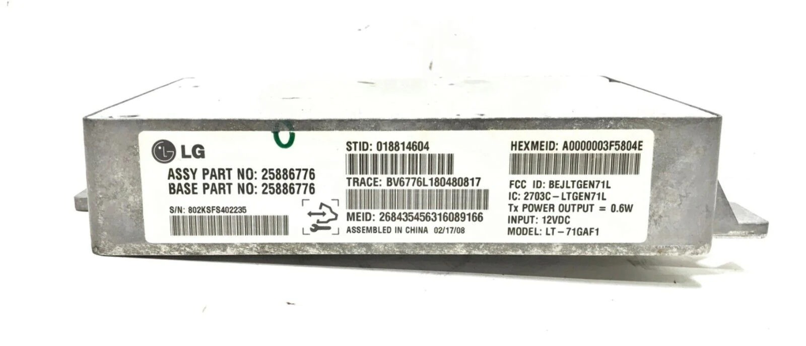 07-08 CHEVROLET IMPALA ONSTAR COMMUNICATION CONTROL MODULE 25886776 OEM