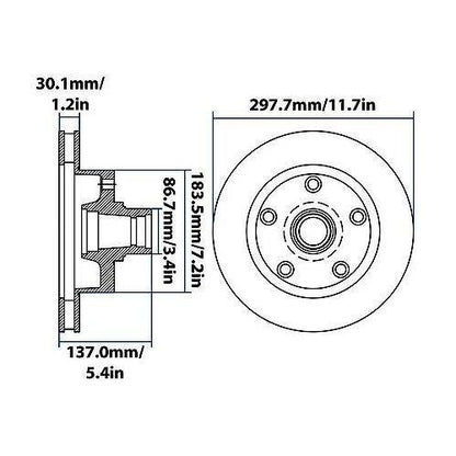 1973-1993 Ford Front Disc Brake Rotor and Hub Assembly