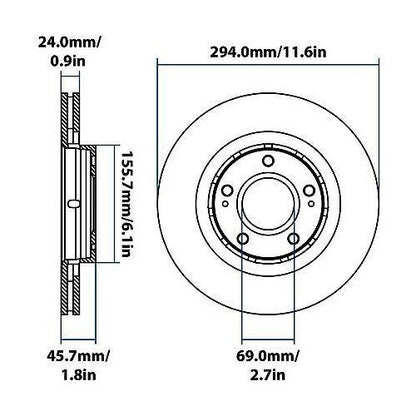 2005-2022 Mitsubishi Lancer/Outlander/Outlander PHEV Front Disc Brake Rotor