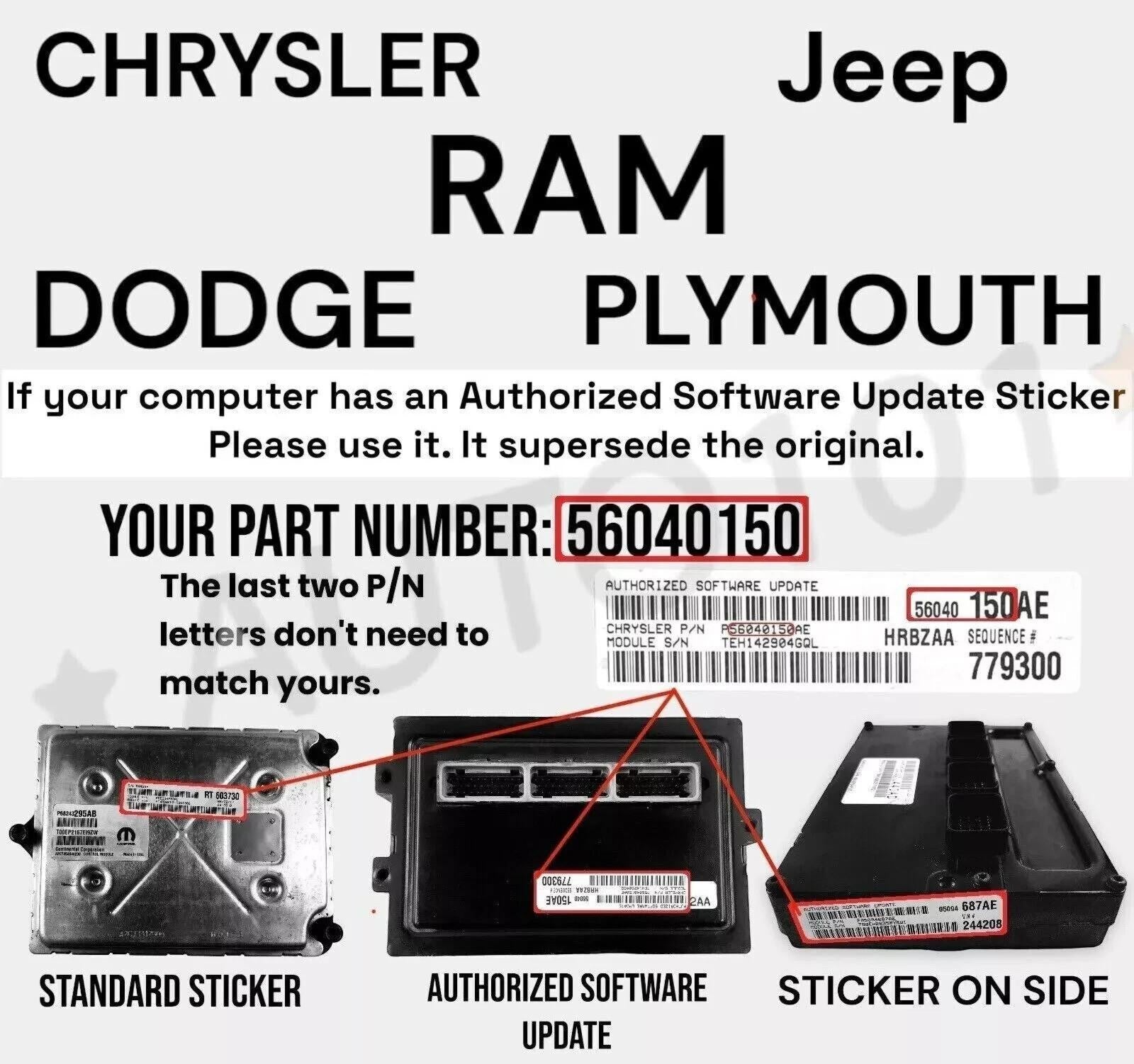 VIN Programmed 2003 Wrangler 2.4L Engine Computer MT 56044088 Plug&Play