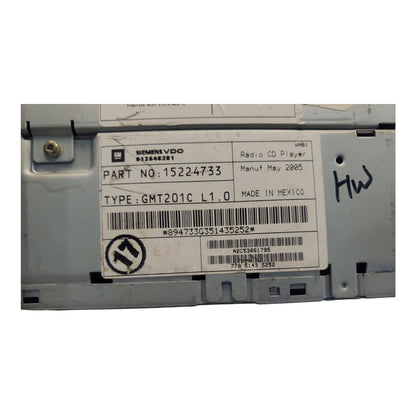 2005-07 Chevrolet Uplander AM FM Radio Compact Disc Player Part Number 15224733