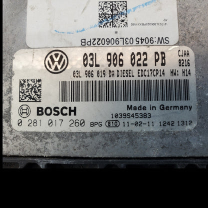 2008-2009 VOLKSWAGEN JETTA 2.0L TDI  DIESEL Ecm Control Module 03L906022KT