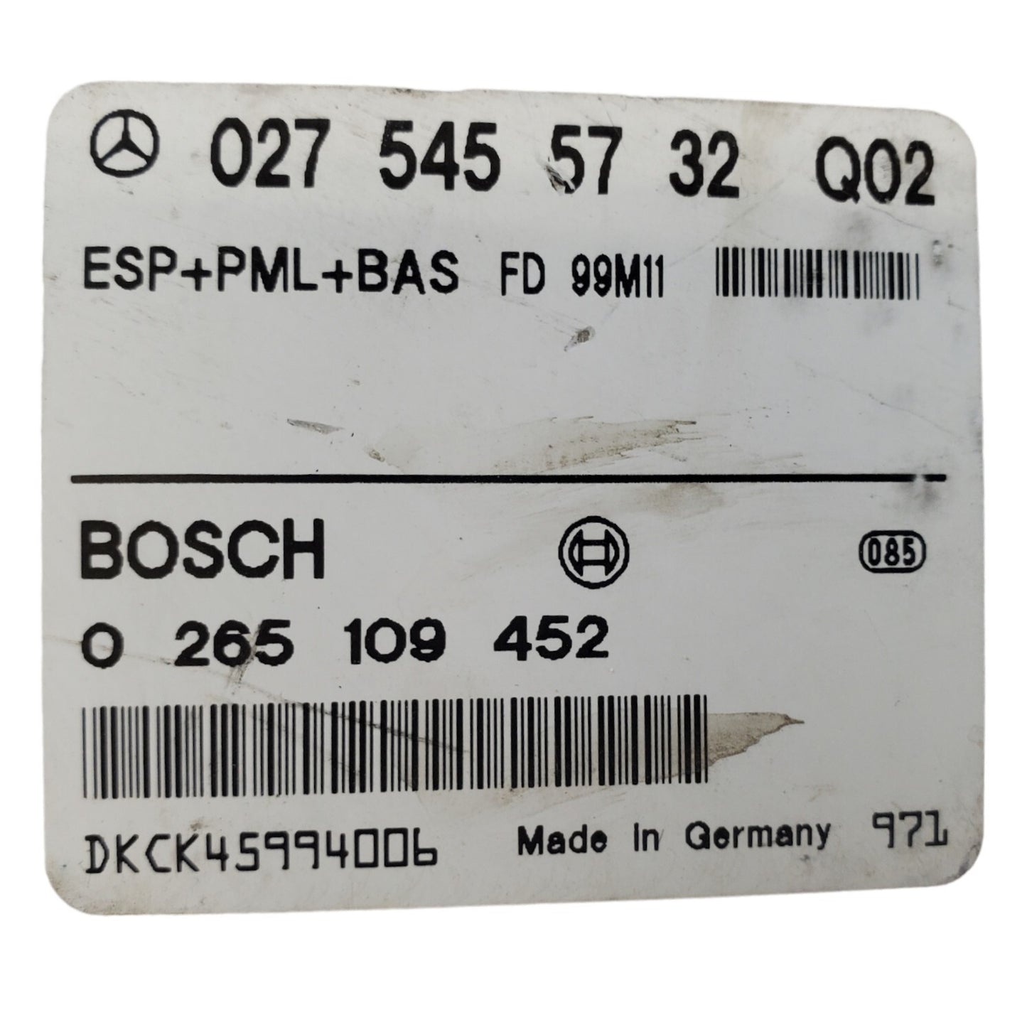 00-03 MERCEDES BENZ E-CLASS ABS CONTROL MODULE 027 545 57 32 Q02