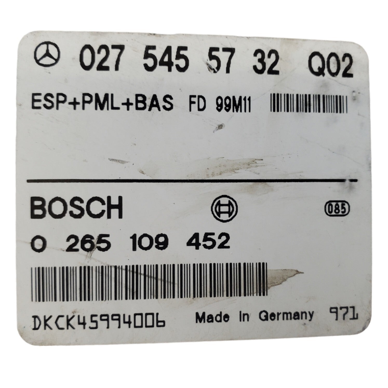 00-03 MERCEDES BENZ E-CLASS ABS CONTROL MODULE 027 545 57 32 Q02