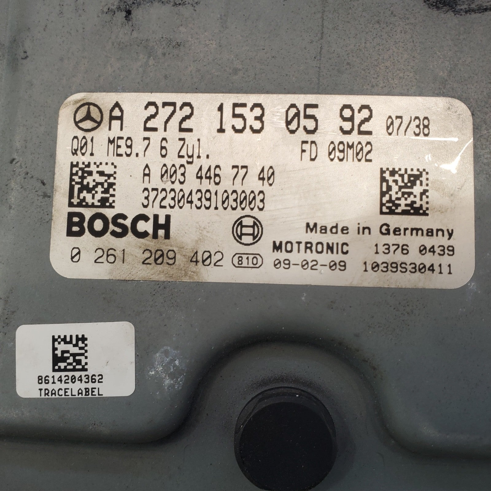 08-11 MERCEDES C CLASS ECM ECU ENGINE MODULE PCM BOSCH 0261209402 A2721530592