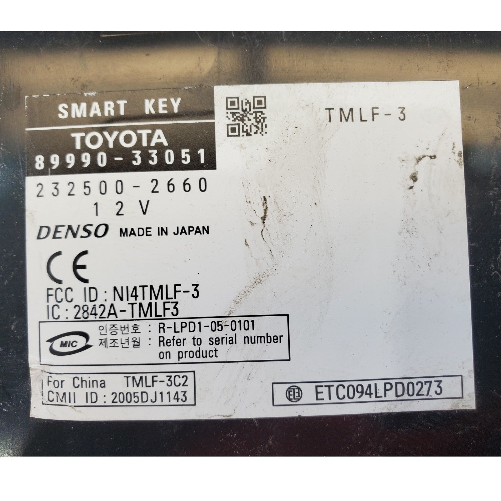 2007 - 2008 Lexus ES350 Theft-locking Left Hand Dash SmartKey Module 89990-33051