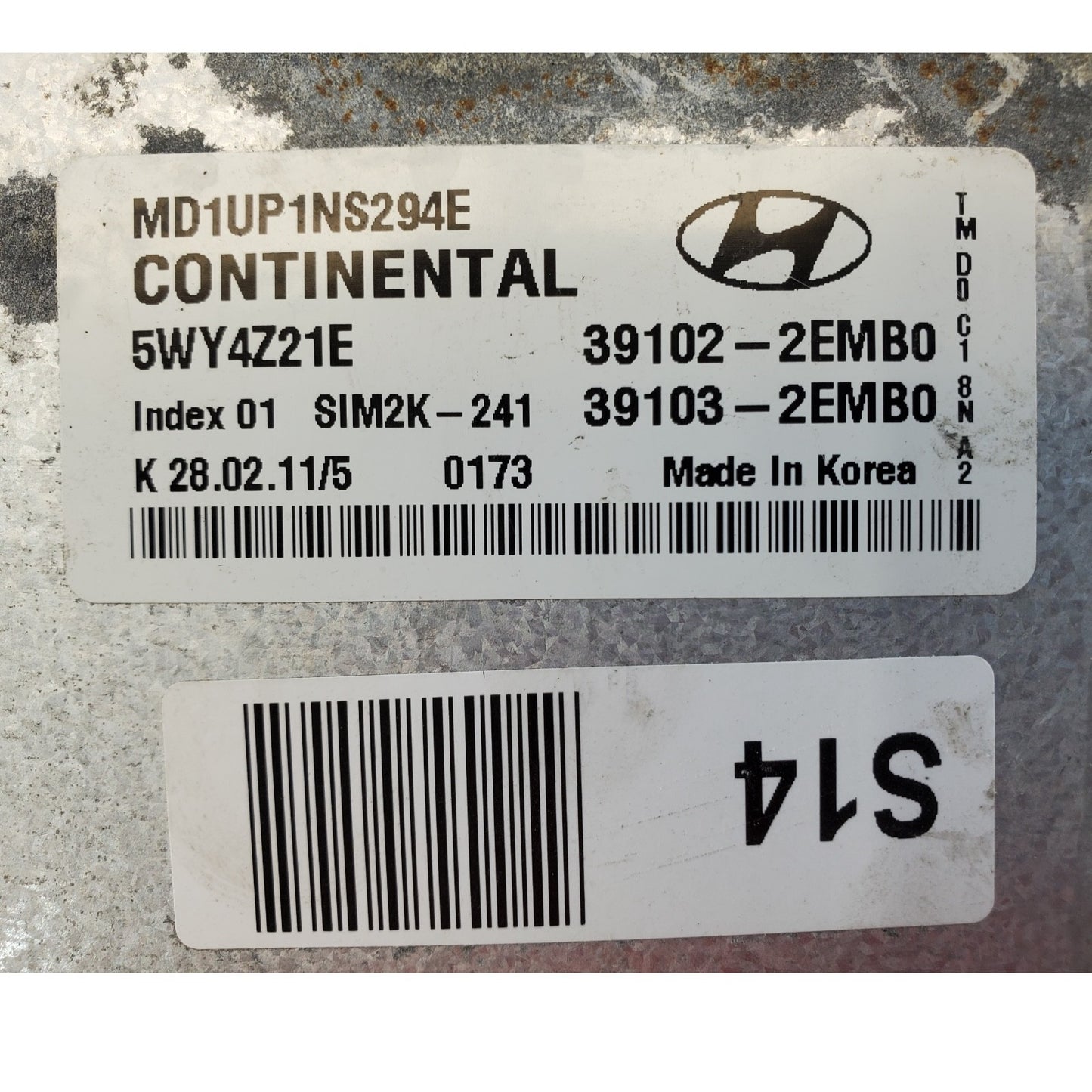 2011 2012 2013 Hyundai Elantra 1.8 Engine Control Module ECU ECM OEM 39102-2EMB0