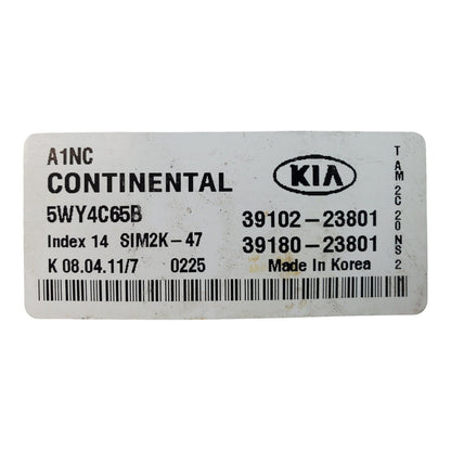 11 Kia Soul 39180-23801 Computer Brain Engine Control ECU ECM EBX Module