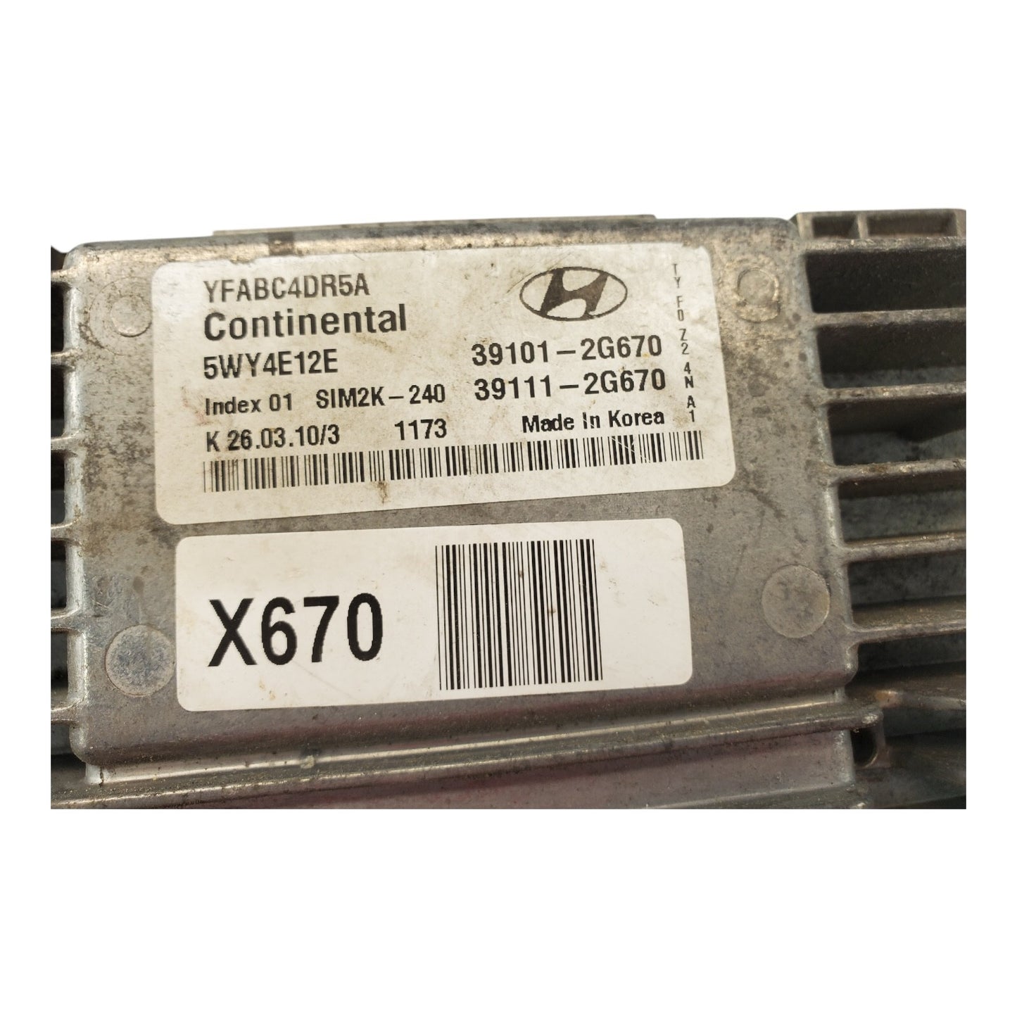 2011 11 HYUNDAI SONATA COMPUTER BRAIN ENGINE CONTROL ECU ECM MODULE 39111-2G670