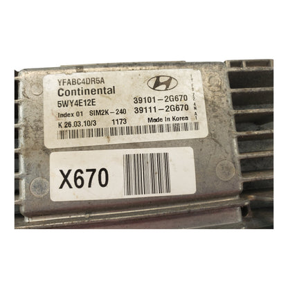 2011 11 HYUNDAI SONATA COMPUTER BRAIN ENGINE CONTROL ECU ECM MODULE 39111-2G670