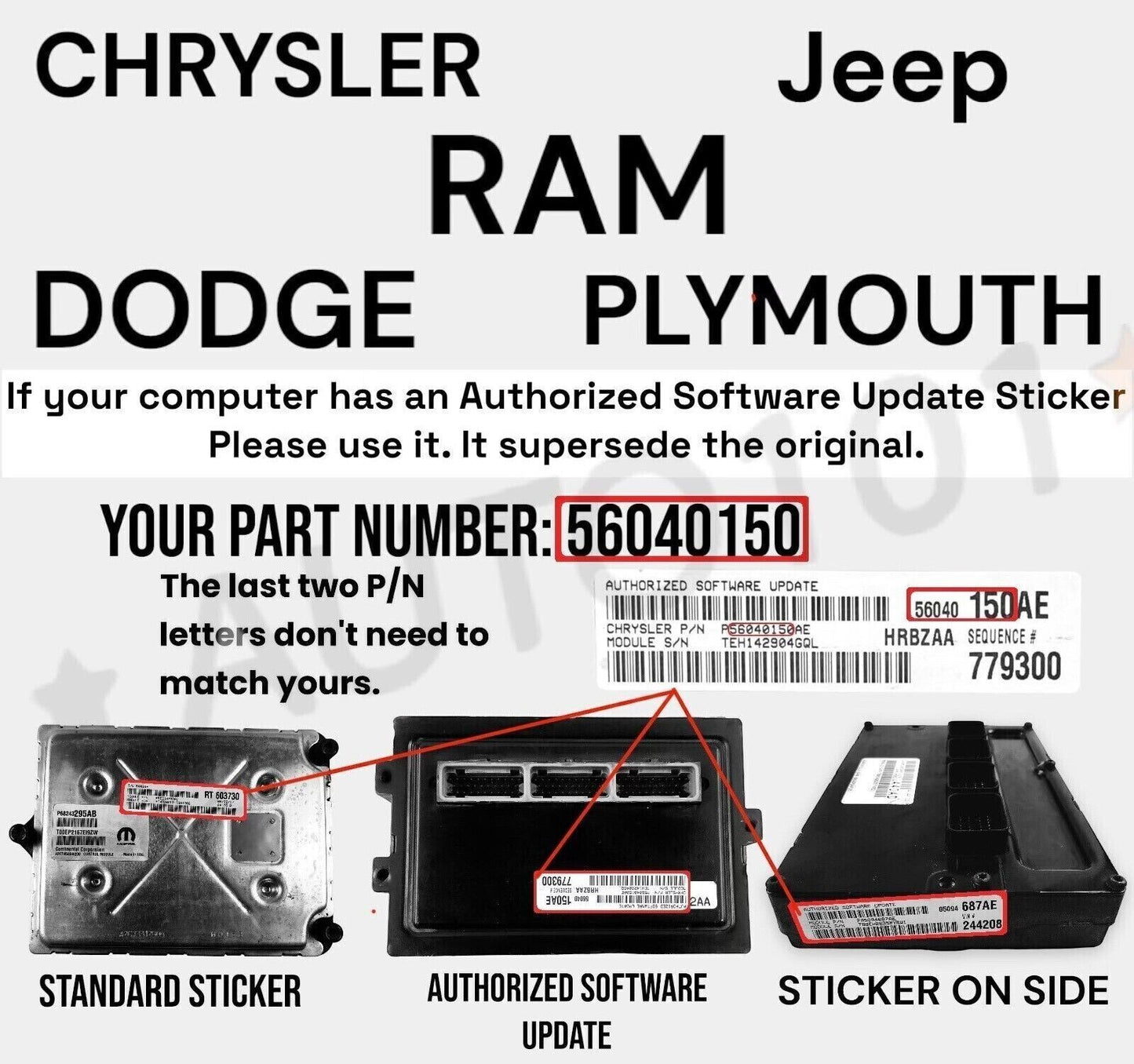 VIN Programmed 2006 Wrangler 4.0L Engine Computer MT 56044697 Plug&Play