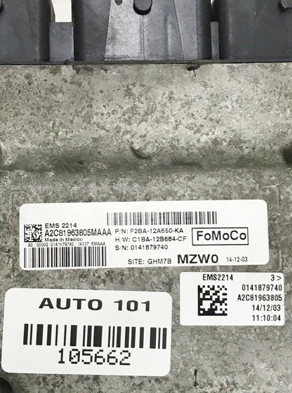 ✅ 15 Ford Fiesta A/T 1.6 Engine Control Module ECM Computer F2BA-12A650-KA