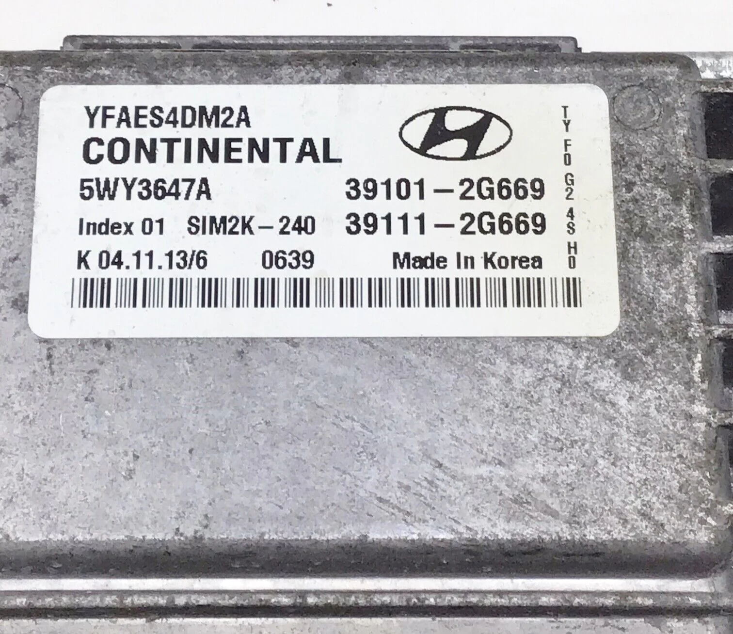 14 Hyundai Sonata 2.4L AT Engine Control Module ECM Computer 39101-2G669