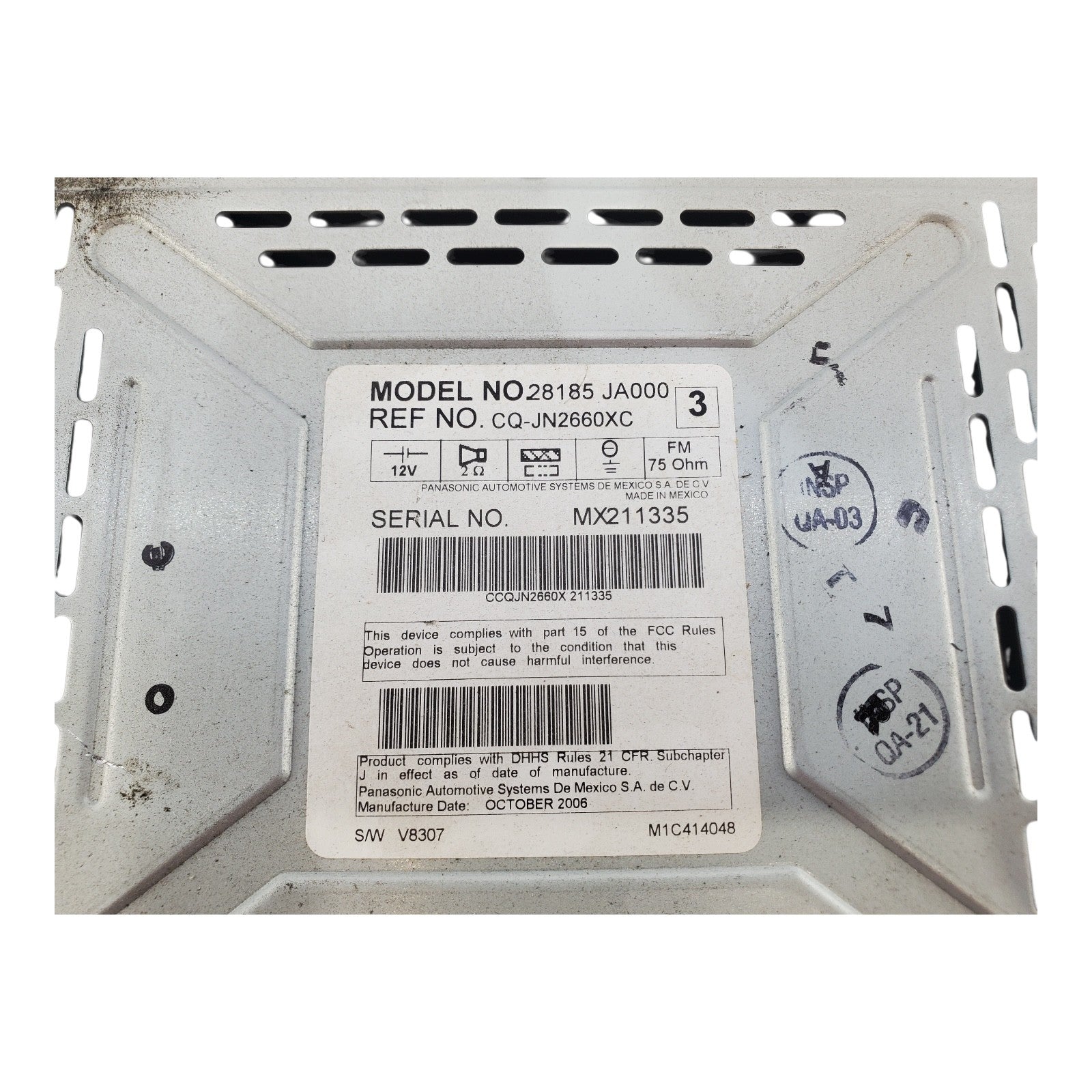 2007 NISSAN ALTIMA RADIO RECEIVER AM FM CD PLAYER OEM 28185JA000
