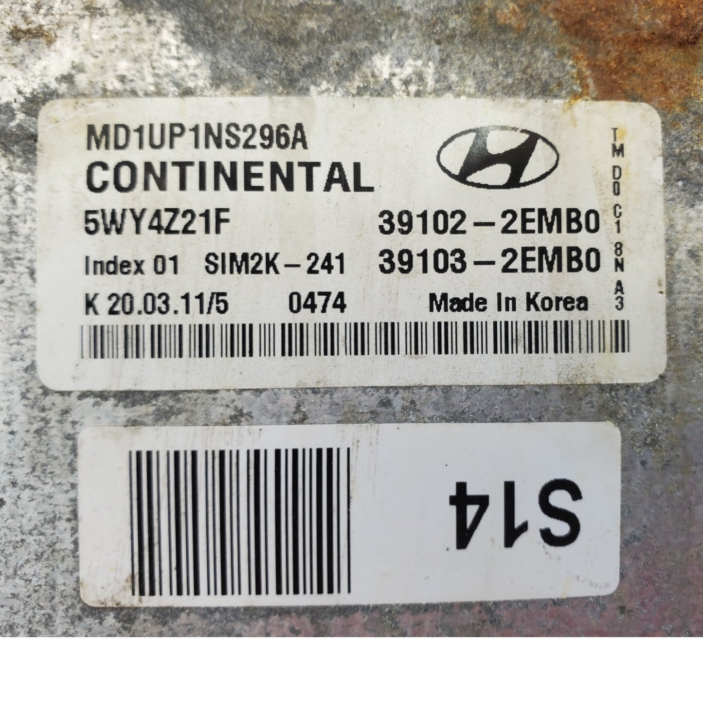 2011 2012 2013 Hyundai Elantra 1.8 Engine Control Module ECU ECM OEM 39102-2EMB0