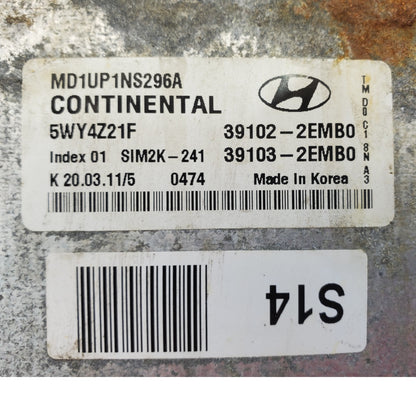 2011 2012 2013 Hyundai Elantra 1.8 Engine Control Module ECU ECM OEM 39102-2EMB0