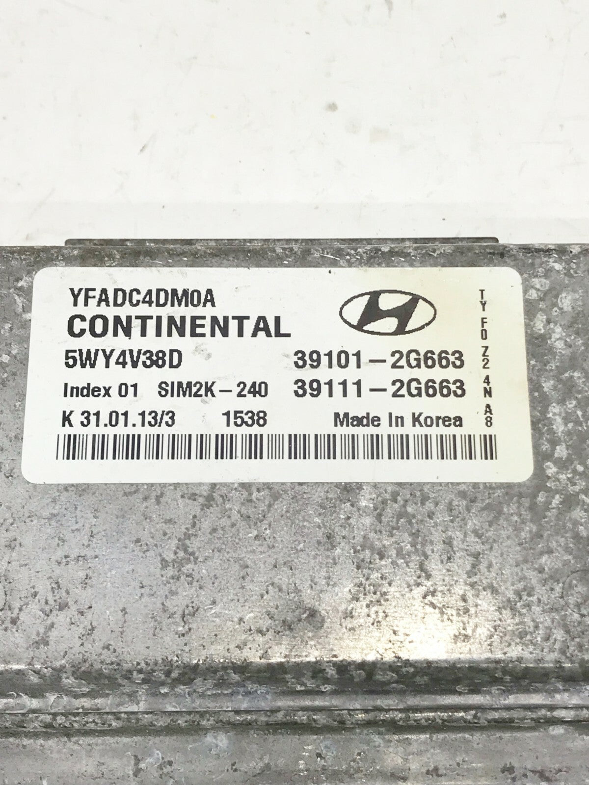 2013 HYUNDAI SONATA Engine Computer ECM ECU P/N: 39101-2G663 OEM 