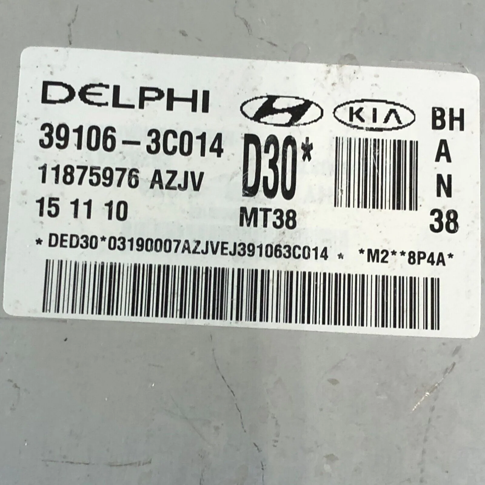 09-11 Hyundai Genesis 3.8L Engine Control Module ECM Computer 39106-3C014
