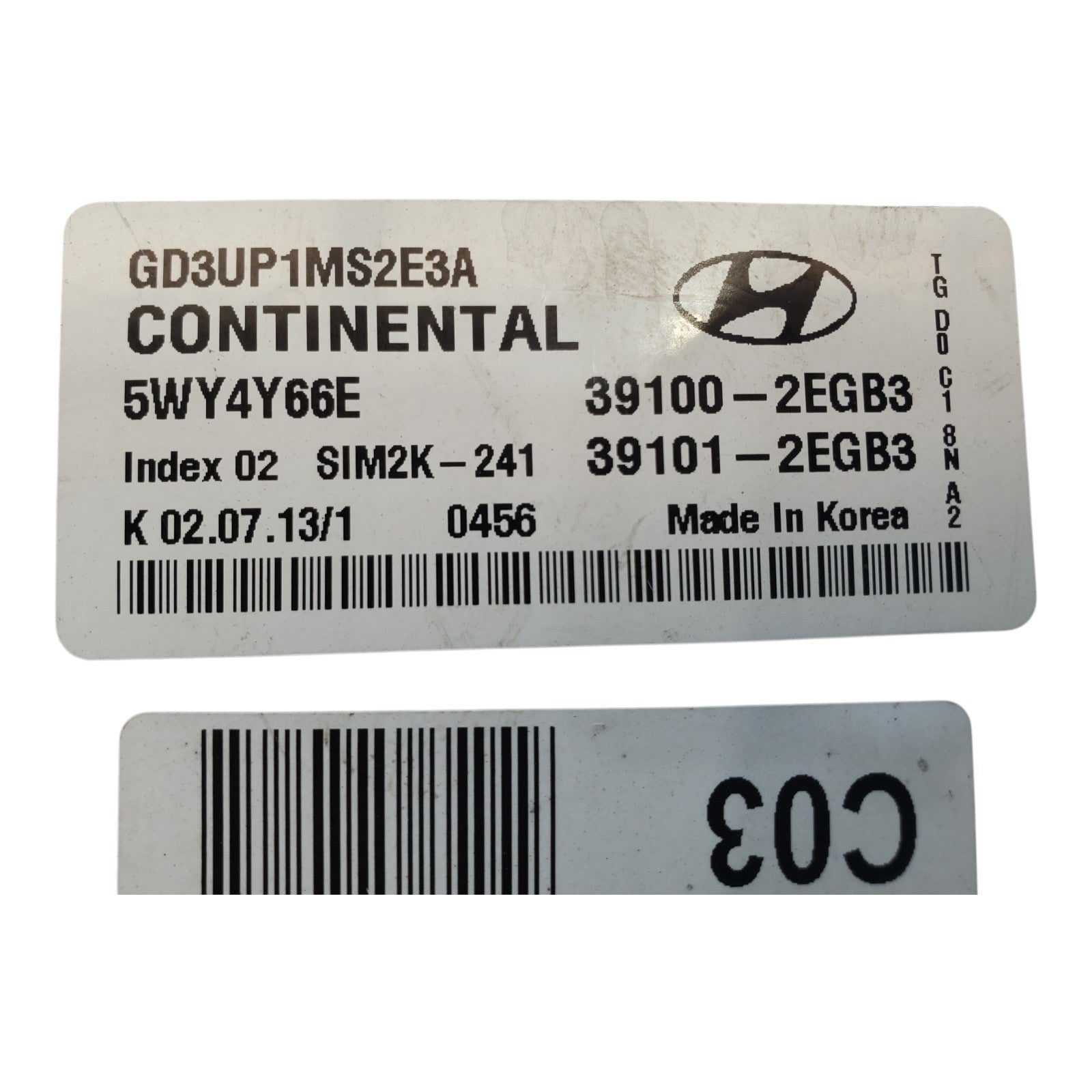 OEM #39100-2EGB3 Engine Control Module for Hyundai Elantra 2013 ("AS-IS")