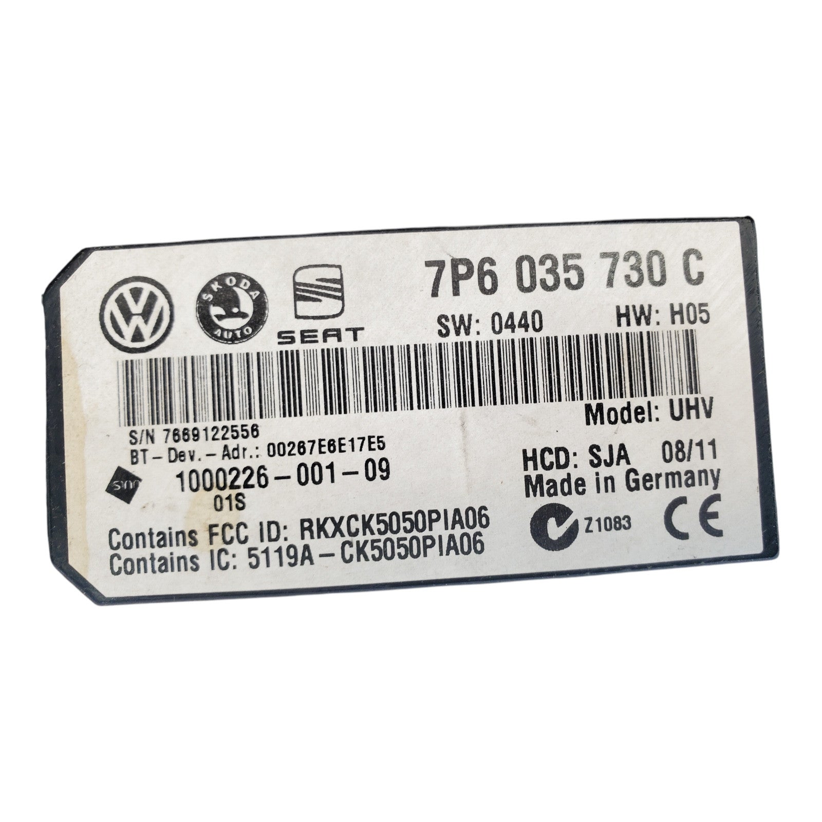 Volkswagen VW Bluetooth Communication Module 7P6 035 730 N 7P6035730N