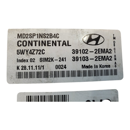 11 12 13 HYUNDAI ELANTRA Engine Motor Brain Box ECU ECM Computer 39102-2EMA2